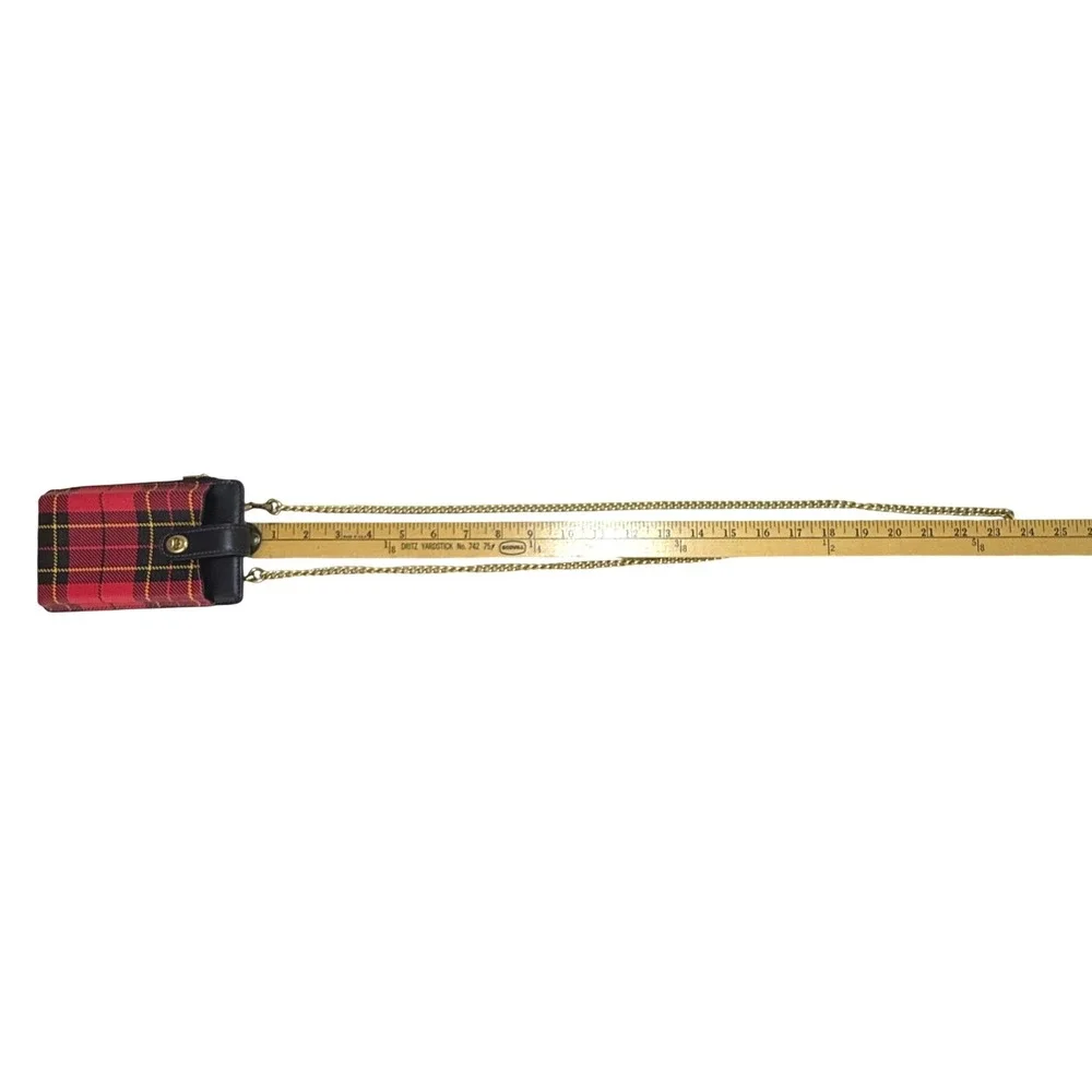 Coach Phone Crossbody OS Red Plaid Leather Gold Chain Strap Wallet Bag